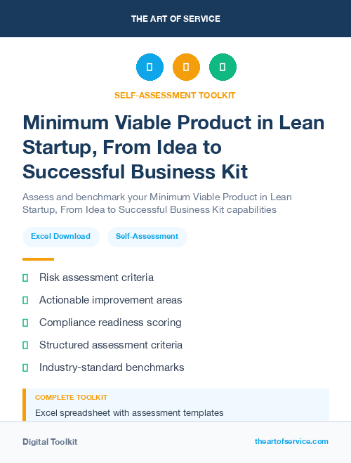 Minimum Viable Product in Lean Startup, From Idea to Successful Business Kit