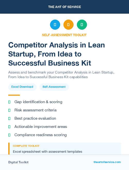Competitor Analysis in Lean Startup, From Idea to Successful Business Kit