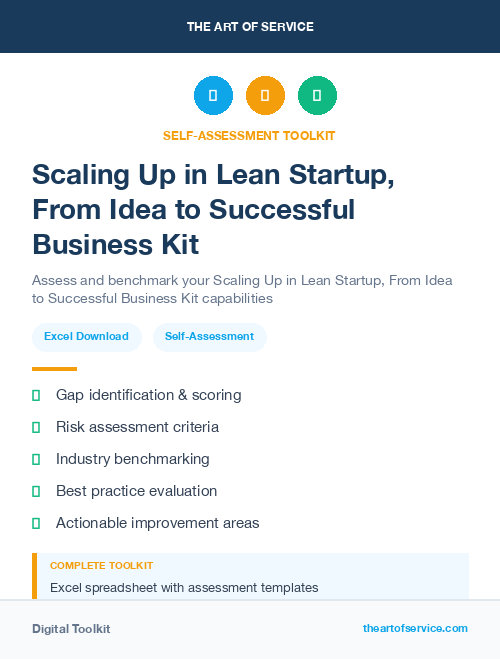Scaling Up in Lean Startup, From Idea to Successful Business Kit