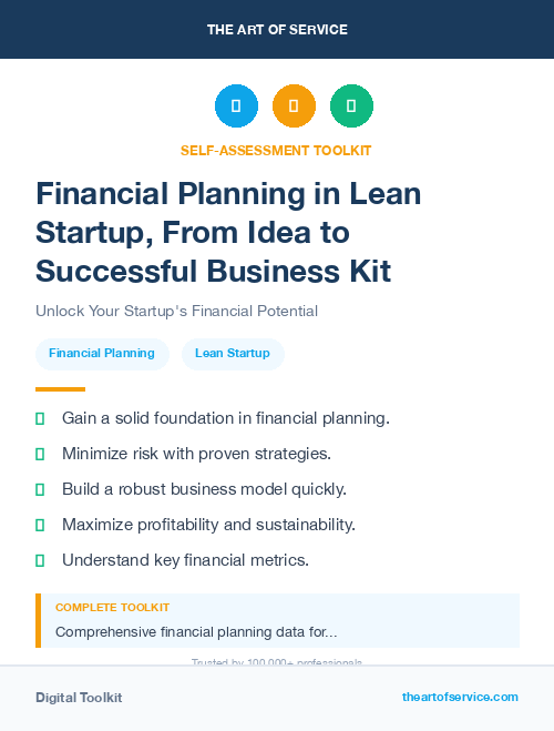 Financial Planning in Lean Startup, From Idea to Successful Business Kit