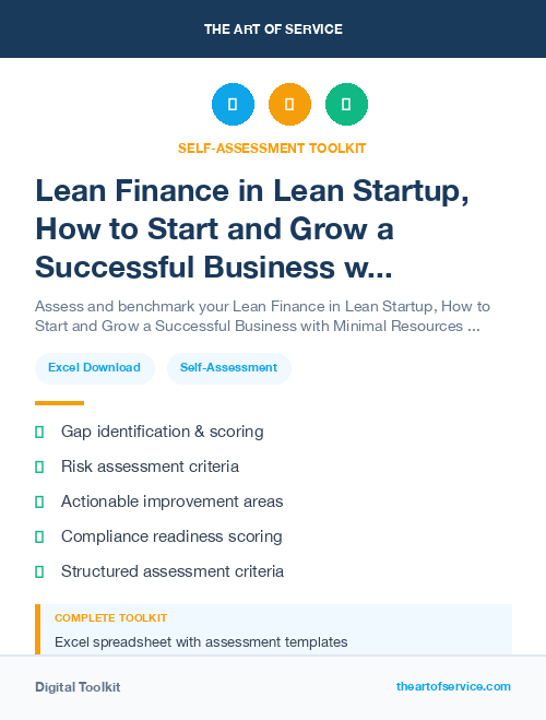 Lean Finance in Lean Startup, How to Start and Grow a Successful Business with Minimal Resources and Maximum Learning Kit