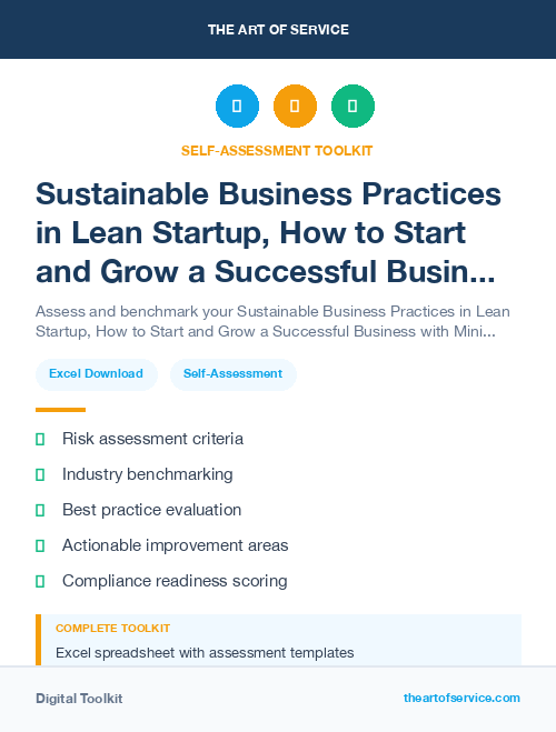 Sustainable Business Practices in Lean Startup, How to Start and Grow a Successful Business with Minimal Resources and Maximum Learning Kit