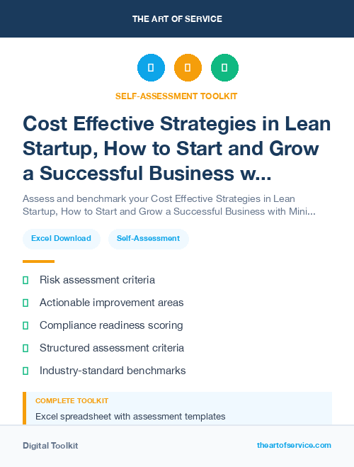 Cost Effective Strategies in Lean Startup, How to Start and Grow a Successful Business with Minimal Resources and Maximum Learning Kit