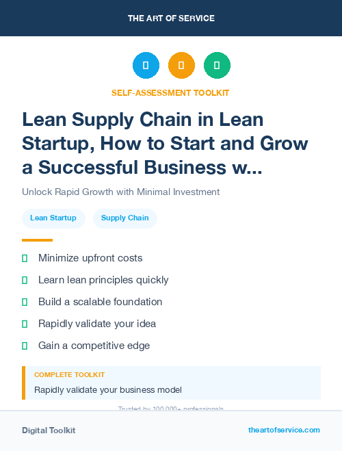 Lean Supply Chain in Lean Startup, How to Start and Grow a Successful Business with Minimal Resources and Maximum Learning Kit