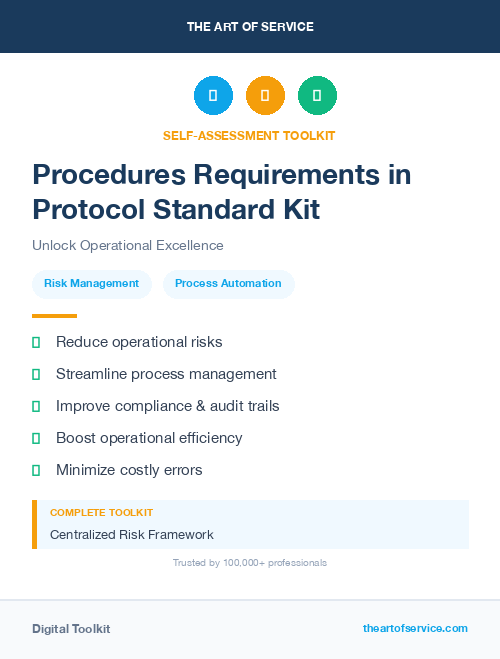 Procedures Requirements in Protocol Standard Kit