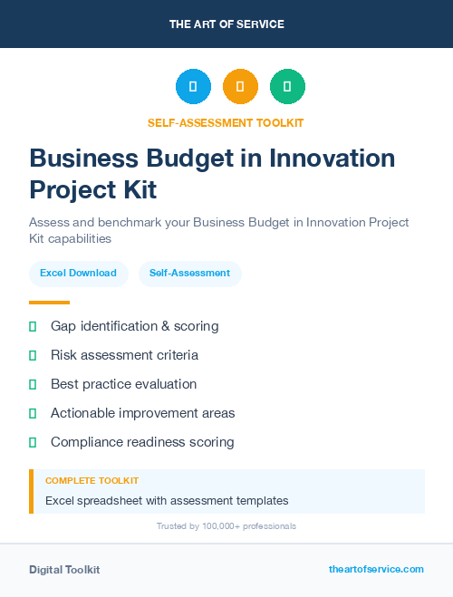 Business Budget in Innovation Project Kit