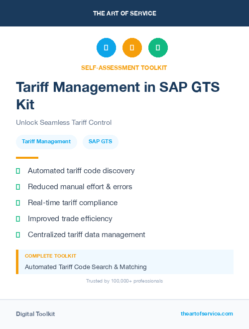 Tariff Management in SAP GTS Kit