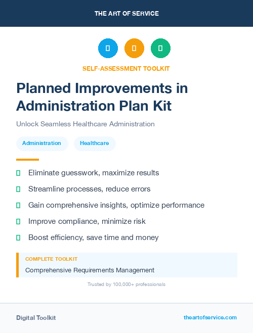 Planned Improvements in Administration Plan Kit