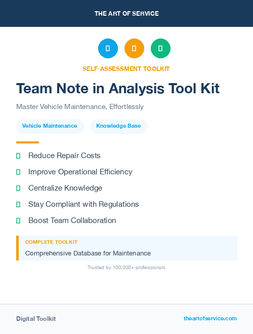 Team Note in Analysis Tool Kit
