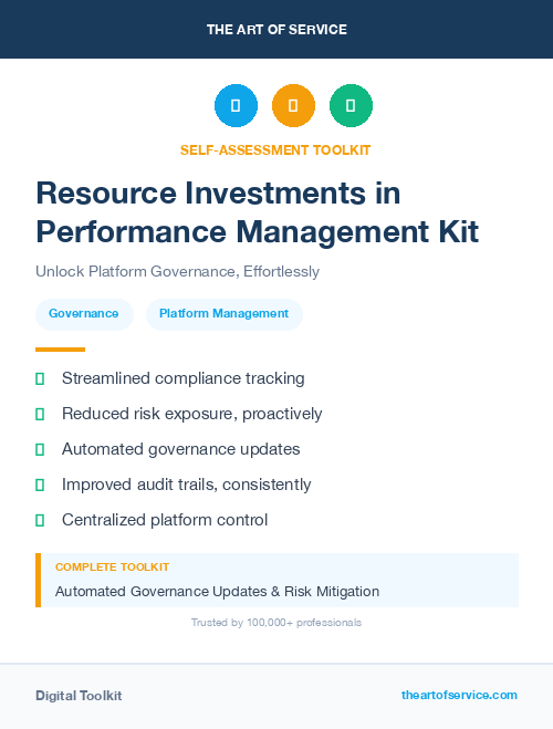 Resource Investments in Performance Management Kit