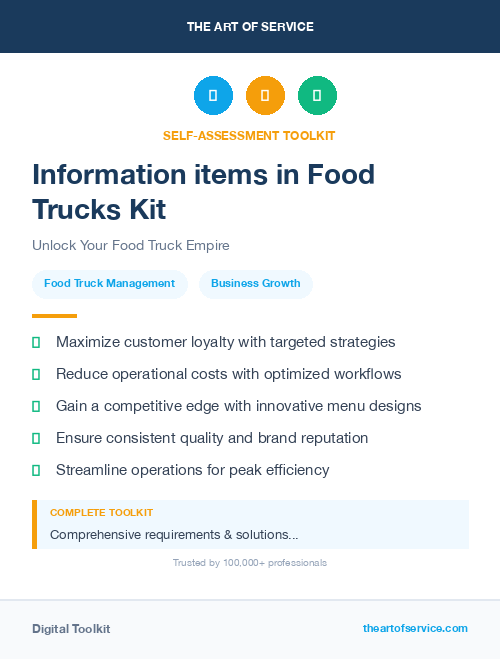 Information items in Food Trucks Kit