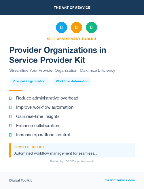 Provider Organizations in Service Provider Kit