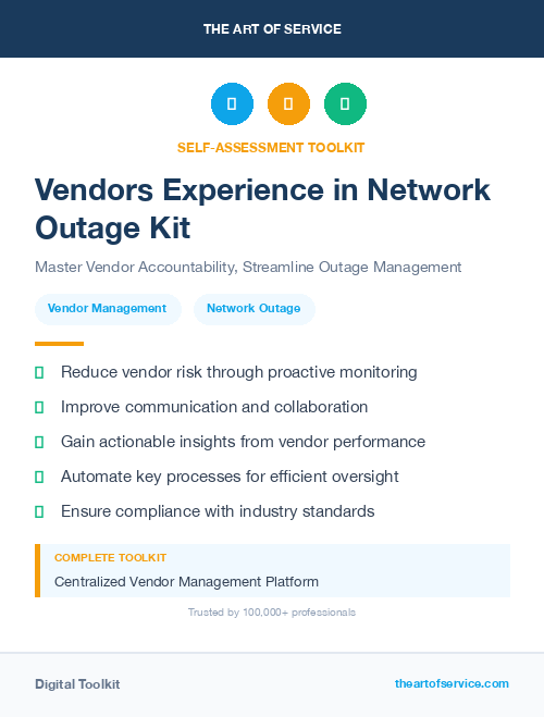 Vendors Experience in Network Outage Kit