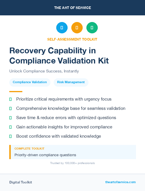 Recovery Capability in Compliance Validation Kit