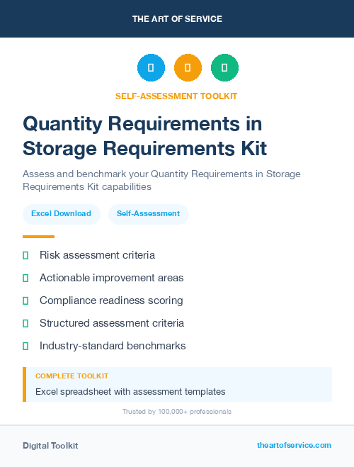 Quantity Requirements in Storage Requirements Kit