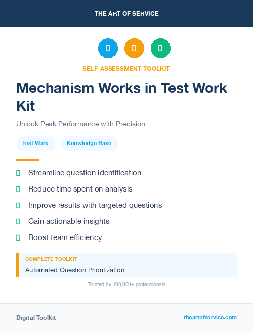 Mechanism Works in Test Work Kit