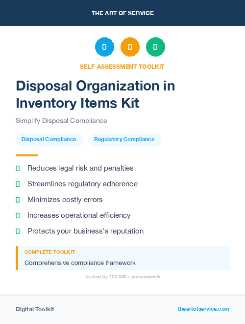 Disposal Organization in Inventory Items Kit