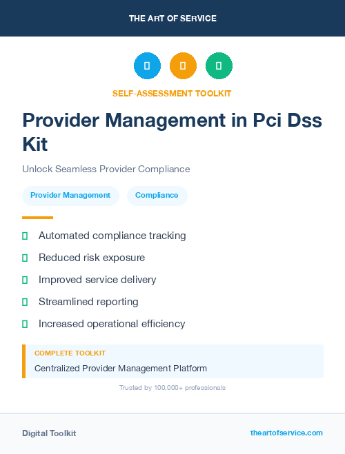 Provider Management in Pci Dss Kit