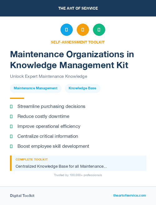 Maintenance Organizations in Knowledge Management Kit