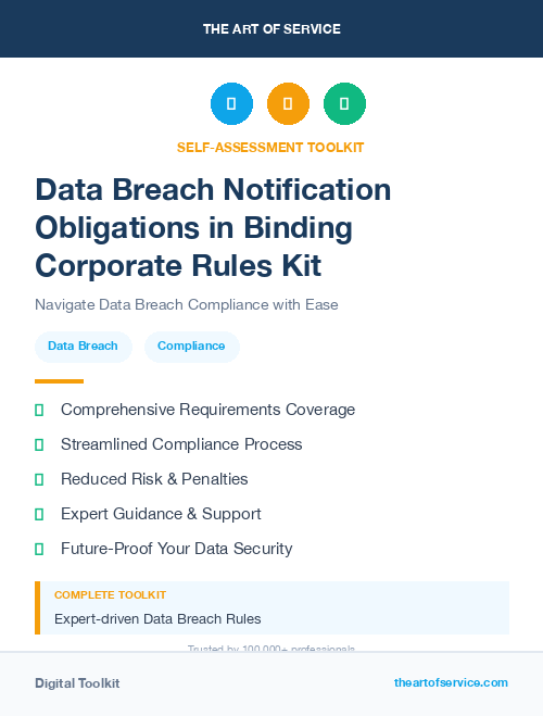 Data Breach Notification Obligations in Binding Corporate Rules Kit