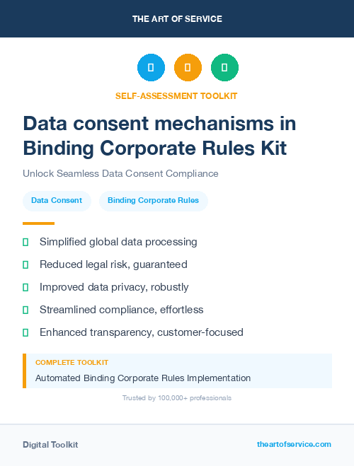 Data consent mechanisms in Binding Corporate Rules Kit
