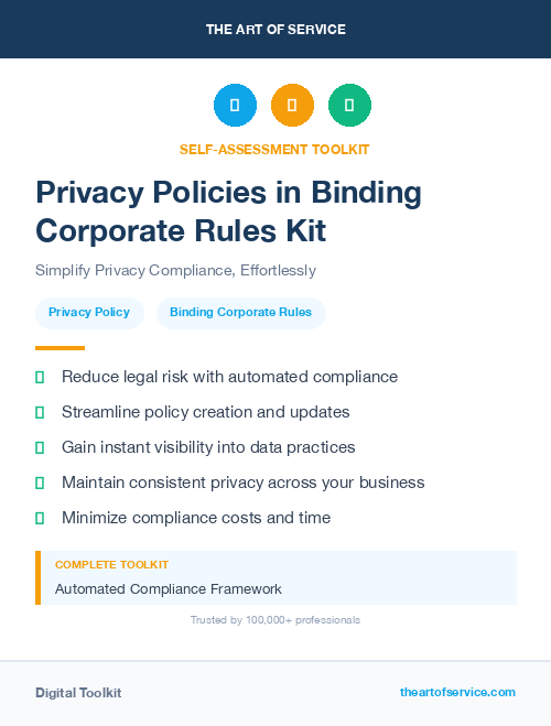 Privacy Policies in Binding Corporate Rules Kit