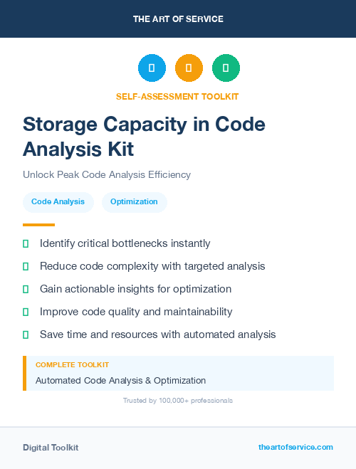 Storage Capacity in Code Analysis Kit