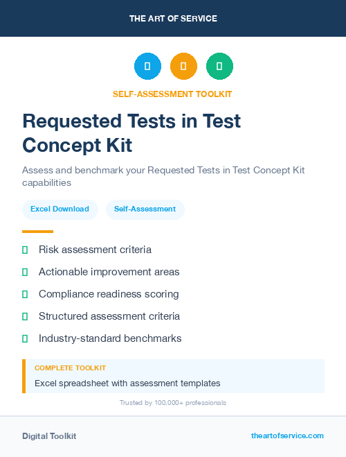 Requested Tests in Test Concept Kit