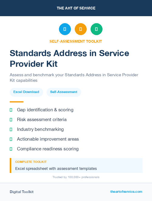 Standards Address in Service Provider Kit