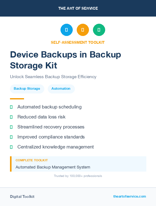 Device Backups in Backup Storage Kit