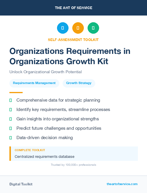 Organizations Requirements in Organizations Growth Kit