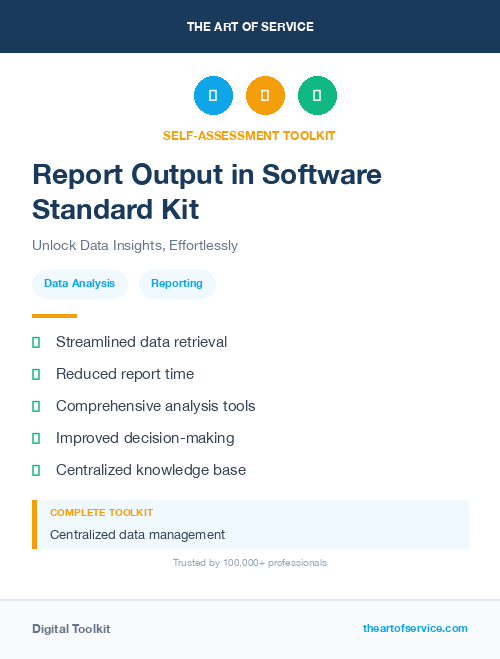 Report Output in Software Standard Kit