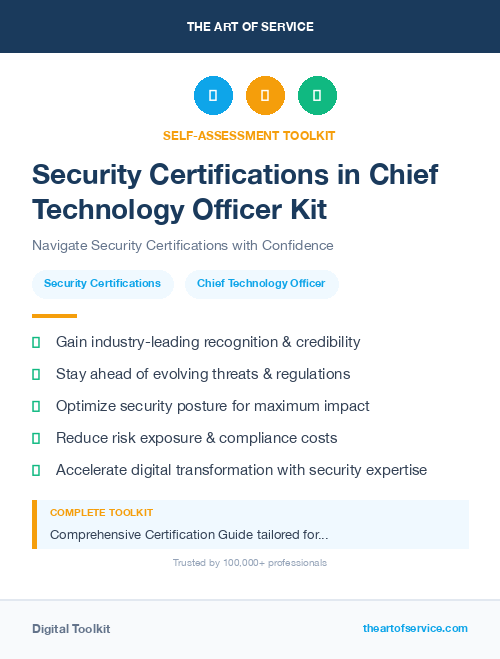 Security Certifications in Chief Technology Officer Kit