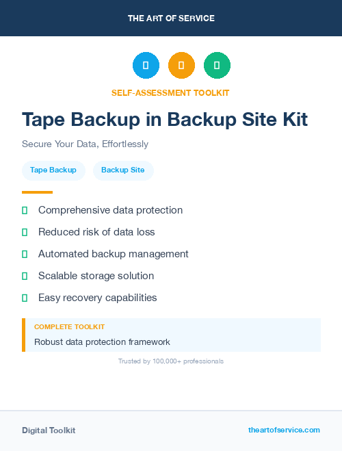 Tape Backup in Backup Site Kit
