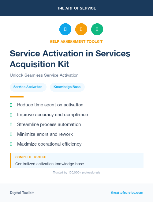 Service Activation in Services Acquisition Kit