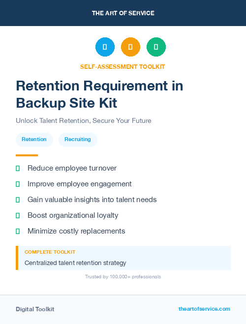 Retention Requirement in Backup Site Kit
