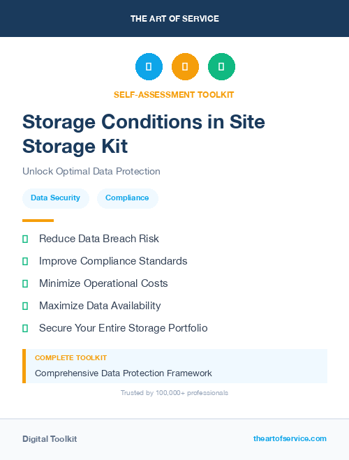 Storage Conditions in Site Storage Kit
