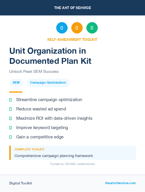 Unit Organization in Documented Plan Kit