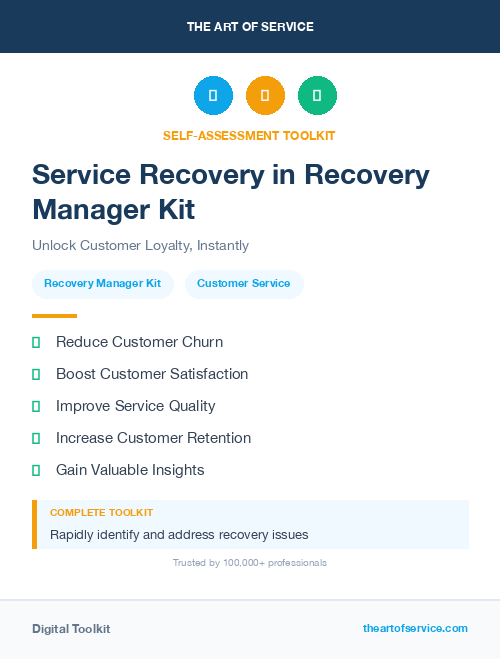 Service Recovery in Recovery Manager Kit