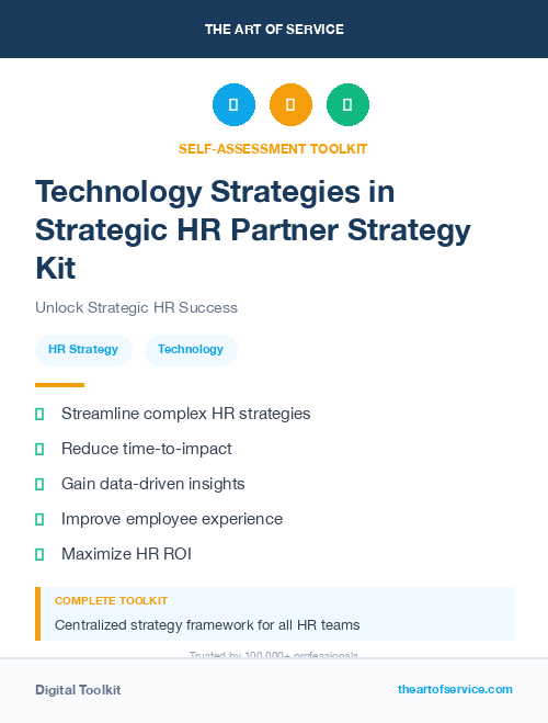 Technology Strategies in Strategic HR Partner Strategy Kit