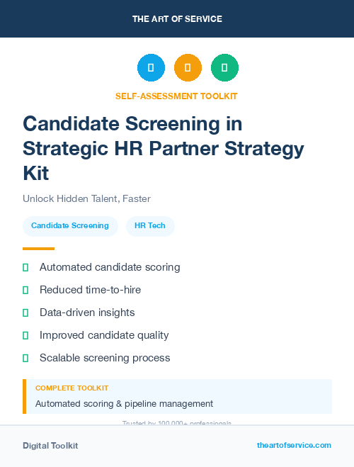 Candidate Screening in Strategic HR Partner Strategy Kit
