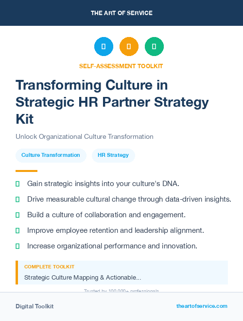 Transforming Culture in Strategic HR Partner Strategy Kit