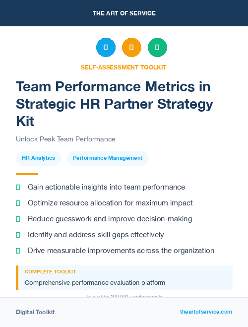 Team Performance Metrics in Strategic HR Partner Strategy Kit