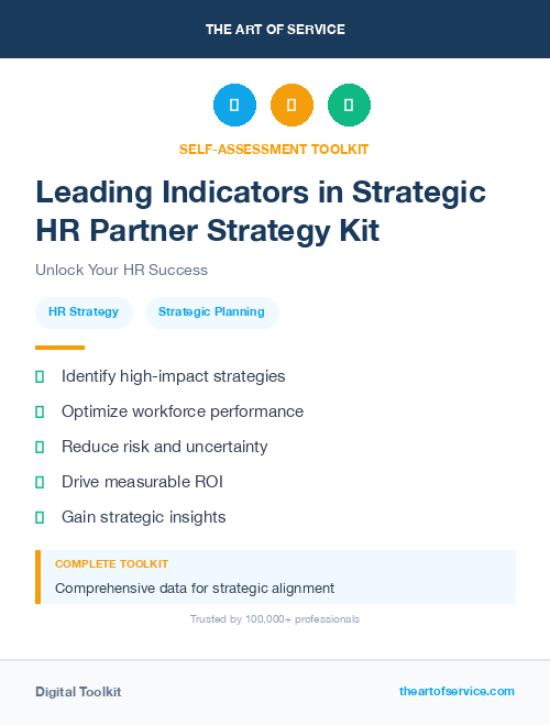 Leading Indicators in Strategic HR Partner Strategy Kit