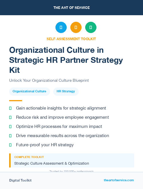 Organizational Culture in Strategic HR Partner Strategy Kit