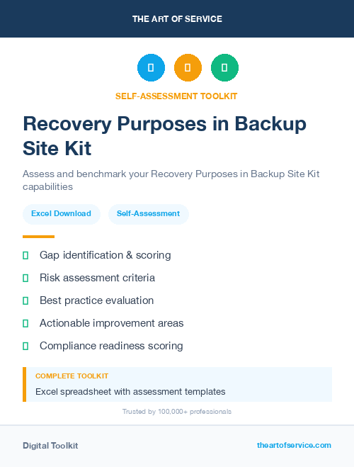 Recovery Purposes in Backup Site Kit