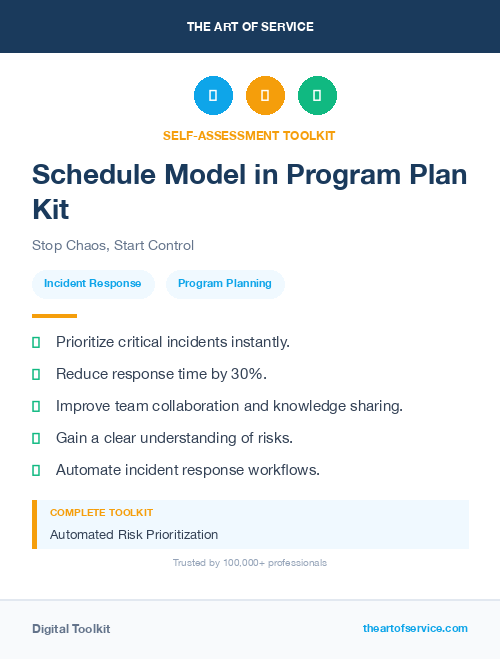 Schedule Model in Program Plan Kit