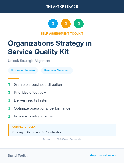 Organizations Strategy in Service Quality Kit