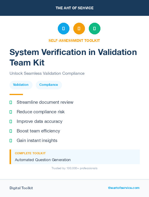 System Verification in Validation Team Kit