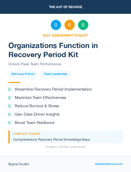 Organizations Function in Recovery Period Kit
